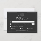 Minimale Typografie Zwart & Wit Shell Wedding RSVP Kaartje (Voorkant)