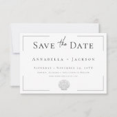 Minimale Typografie Zwart & Wit Shell Wedding Save The Date (Voorkant)