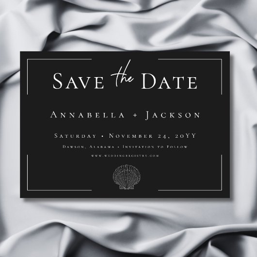 Minimale Typografie Zwart & Wit Shell Wedding Save The Date