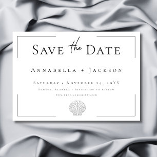 Minimale Typografie Zwart & Wit Shell Wedding Save The Date