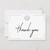 Minimale Typografie Zwart & Wit Zeeschelp Trouwen Bedankkaart (Voorkant)