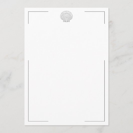 Minimale Typografie Zwart & Wit Zeeschelp Trouwen Menu (Achterkant)