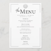 Minimale Typografie Zwart & Wit Zeeschelp Trouwen Menu (Voorkant)
