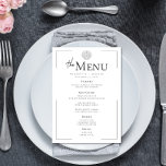 Minimale Typografie Zwart & Wit Zeeschelp Trouwen Menu<br><div class="desc">Slank, verfijnd en moeiteloos elegant - deze moderne trouwmenukaart is perfect voor het paar dat van tijdloos design houdt met een eigentijdse twist. Met heldere houtskool zwarte tekst op een schone witte achtergrond, wordt de lay-out omlijst door een dunne opengewerkte rand die precies de juiste toets van detail toevoegt. De...</div>