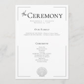 Minimale Typografie Zwart & Wit Zeeschelp Trouwen Programmakaart (Voorkant)