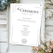 Minimale Typografie Zwart & Wit Zeeschelp Trouwen Programmakaart