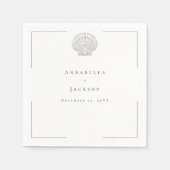 Minimale Typografie Zwart & Wit Zeeschelp Trouwen Servet (Voorkant)