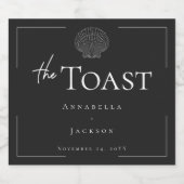 Minimale Typografie Zwart & Wit Zeeschelp Trouwen Sparkling Wijnetiket (Enkel label)