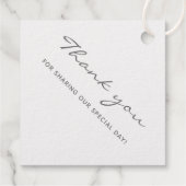 Minimale typografie zwart-witbruiloft bedankjes labels (Achterkant)