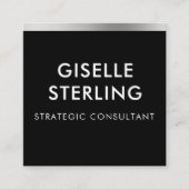 Minimale Typografie Zwart Zilver Luxe QR-code Vierkante Visitekaartje (Voorkant)