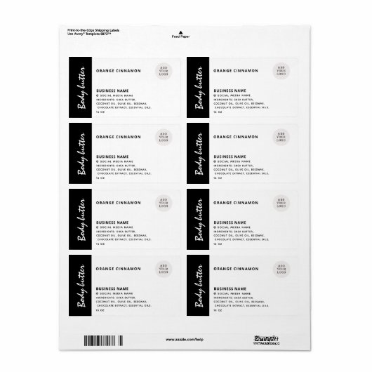 Minimale typografie zwarte witte logo la etiket (Full Sheet)