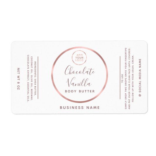 Minimale typografische cirkel roos goud lijst logo etiket (Voorkant)