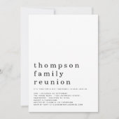 Minimale Typografische Familiereünie Kaart (Voorkant)