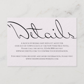 Minimale Typografische Fun, maar formele bruiloft Informatiekaartje