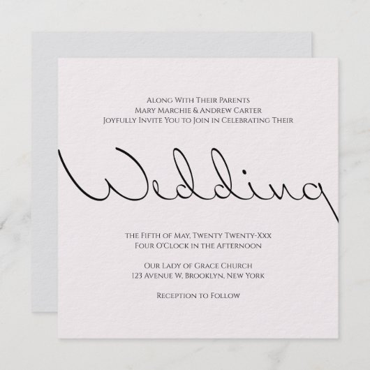 Minimale Typografische Fun, maar formele bruiloft Kaart (Voorkant / Achterkant)