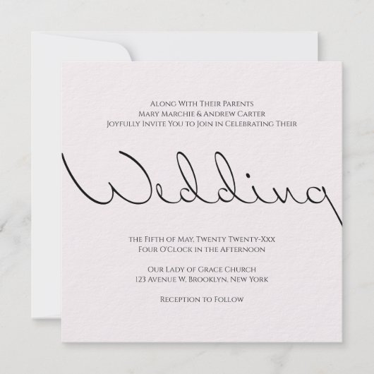 Minimale Typografische Fun, maar formele bruiloft Kaart (Voorkant)