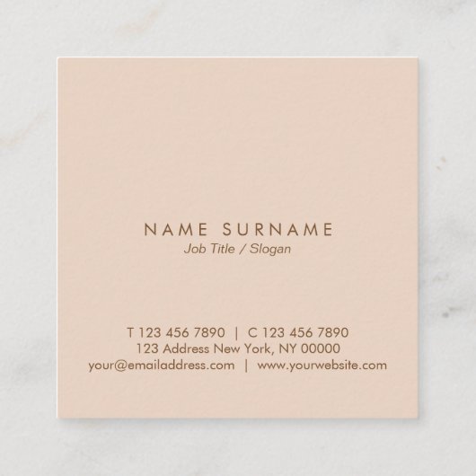 Minimale typografische peach Square Appointkaart Vierkante Visitekaartje (Achterkant)
