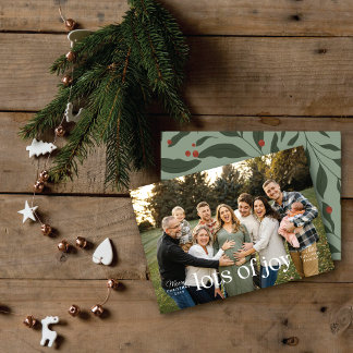 Minimale typografische Veel vreugde 1 foto kerst Feestdagenkaart