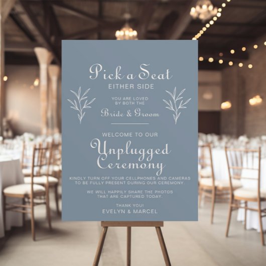 Minimale uitgeruste Dusty Blue Wedding Unplugged C Poster