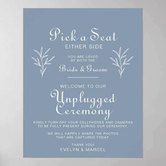 Minimale uitgeruste Dusty Blue Wedding Unplugged C Poster (Voorkant)