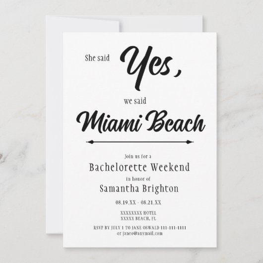 Minimale uitnodiging Bachelorette Weekend (Voorkant)