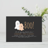 Minimale uitnodiging Boo Cute Ghost Halloween (Staand voorkant)