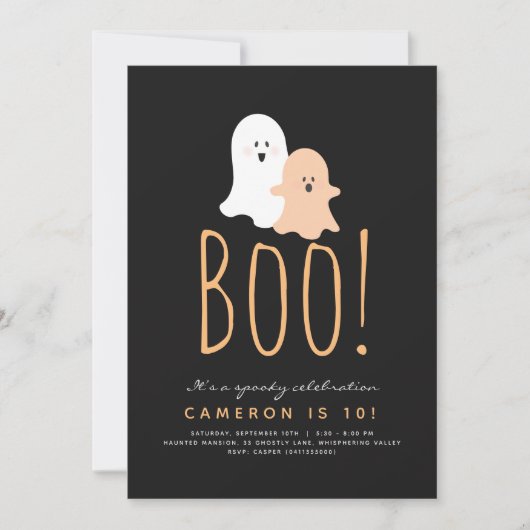 Minimale uitnodiging Boo Cute Ghost Halloween (Voorkant)