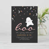 Minimale uitnodiging Boo Cute Ghost Halloween (Staand voorkant)