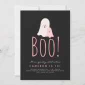 Minimale uitnodiging Boo Cute Ghost Halloween (Voorkant)