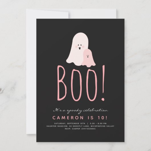 Minimale uitnodiging Boo Cute Ghost Halloween (Voorkant)