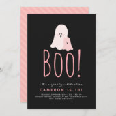 Minimale uitnodiging Boo Cute Ghost Halloween (Voorkant / Achterkant)