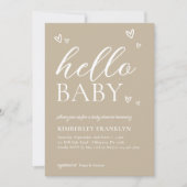 Minimale uitnodiging Hallo Baby shower (Voorkant)