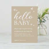 Minimale uitnodiging Hallo Baby shower (Staand voorkant)