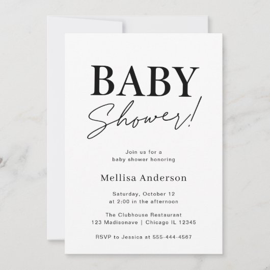 Minimale uitnodiging tot Baby shower (Voorkant)