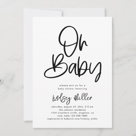 Minimale uitnodiging tot Baby shower (Voorkant)