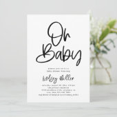 Minimale uitnodiging tot Baby shower (Staand voorkant)