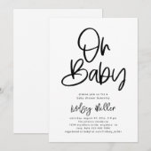 Minimale uitnodiging tot Baby shower (Voorkant / Achterkant)