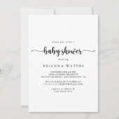 Minimale uitnodiging tot Baby shower voor kalligra (Voorkant)