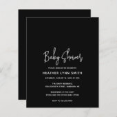 Minimale uitnodiging tot Baby shower voor zwarte b (Voorkant / Achterkant)
