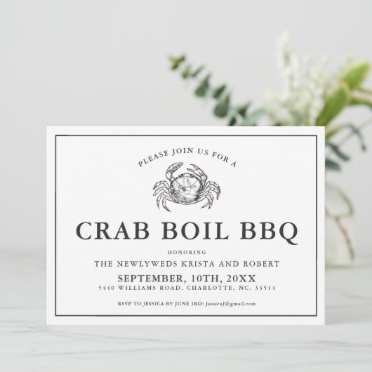 Minimale uitnodiging tot barbecues voor de achtert (Staand voorkant)