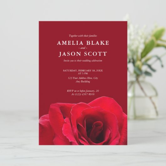 Minimale uitnodiging tot digitale rozenweddenschap (Staand voorkant)