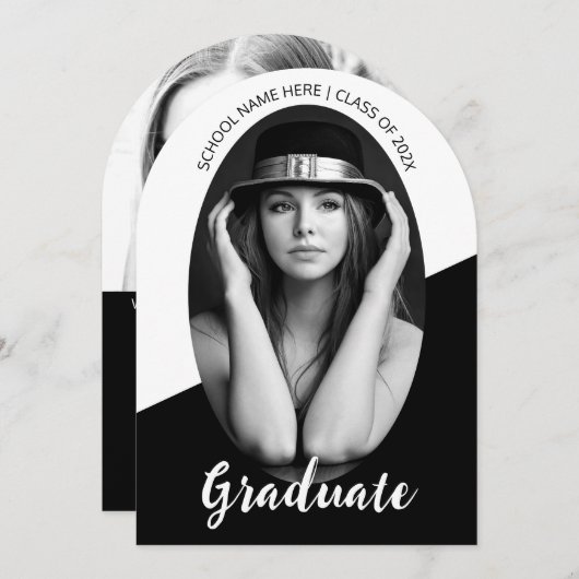 Minimale uitnodiging tot fotoAfstuderen (Voorkant / Achterkant)