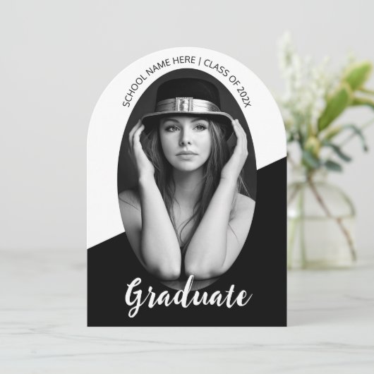 Minimale uitnodiging tot fotoAfstuderen (Staand voorkant)