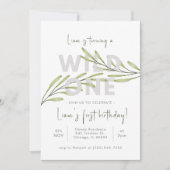 Minimale uitnodiging tot geboorte van wilde bloeme (Voorkant)