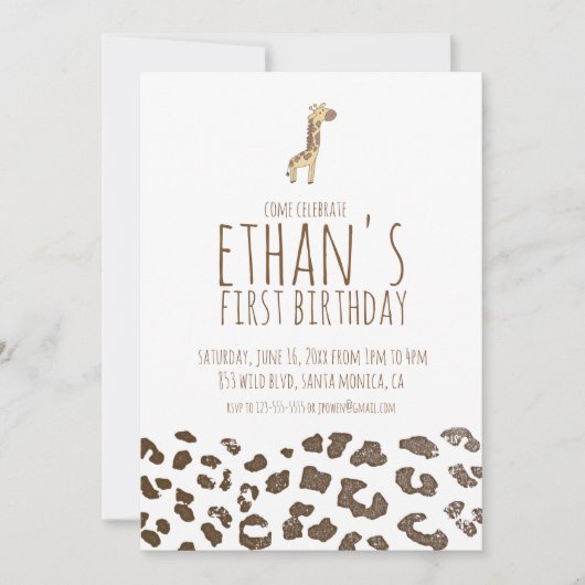 Minimale uitnodiging tot Giraffe van de dag (Voorkant)