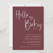 Minimale uitnodiging tot het Baby shower Burgundy  (Voorkant)