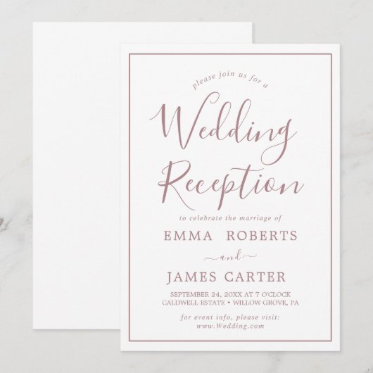 Minimale uitnodiging tot het ontvangen van Roos Go (Voorkant / Achterkant)