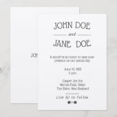 Minimale uitnodiging tot huwelijk met DJ-logo's (Voorkant / Achterkant)