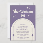 Minimale uitnodiging tot Paarse bruiloft met Retro (Voorkant)