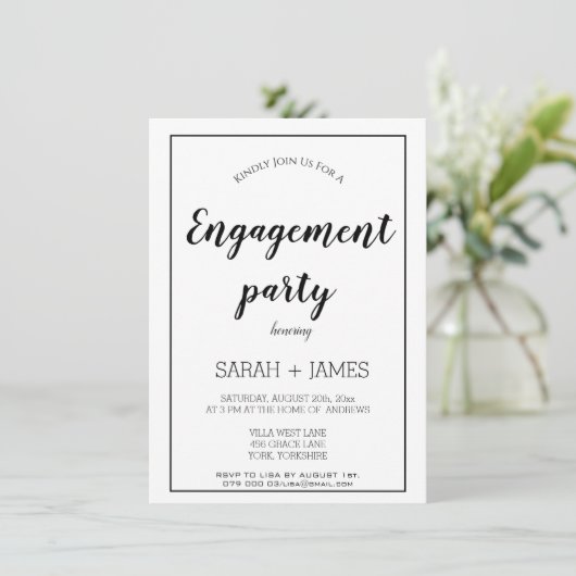 Minimale uitnodiging tot Verloving voor kalligrafi (Staand voorkant)